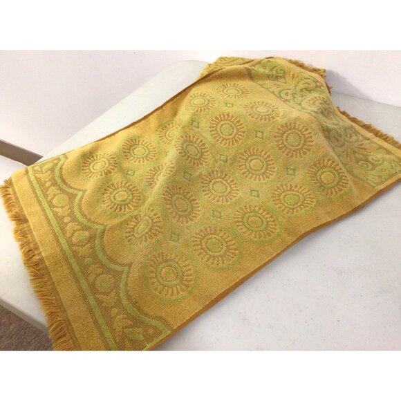Fieldcrest Vintage Mid Century Towel Textured Yellow/Green Set of 2 - Picture 2 of 8